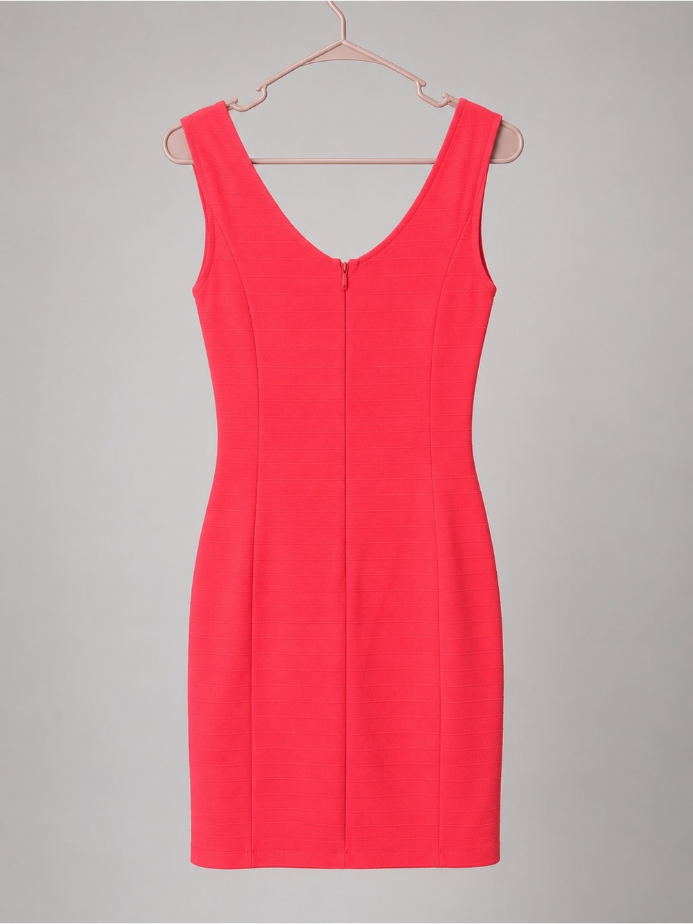 Guess Coral-Pink Sleeveless V-Neck Bandage Mini Dress - Picture 2 of 3